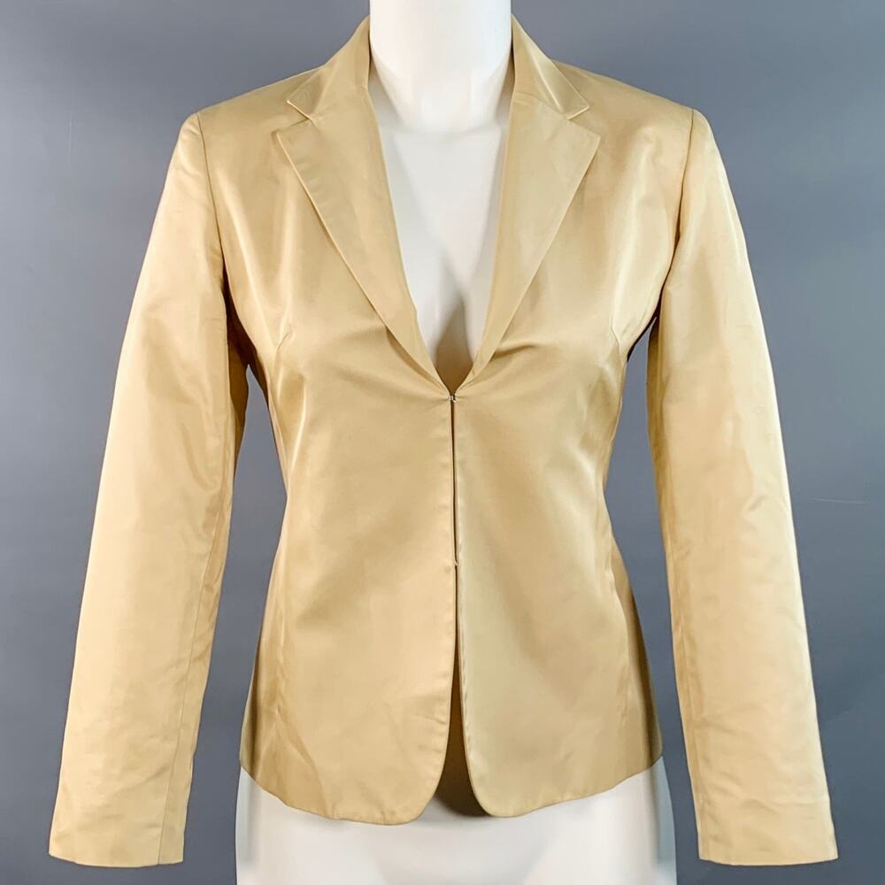 RALPH LAUREN Size 6 Beige Acetate Silk Notch Lapel Jacket Blazer